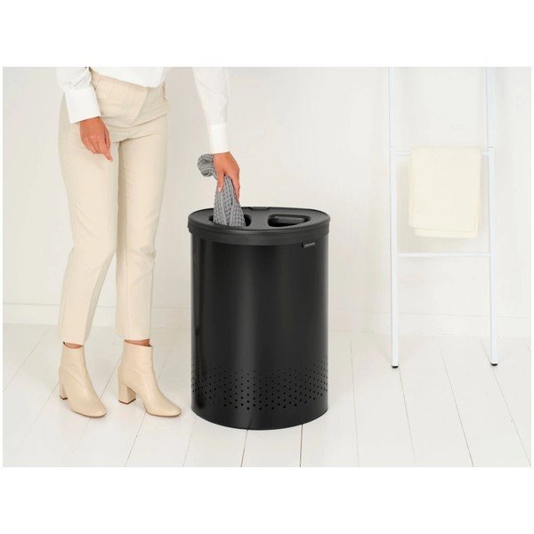 Mat črn kovinski koš za perilo 55 l Selector – Brabantia-image-1