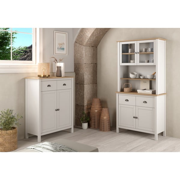 Bela vitrina iz masivnega bora 90x180,5 cm Misti – Marckeric-image-1