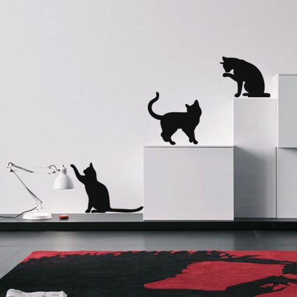 Komplet 3 nalepk Ambiance Three Funny Cats-image-1