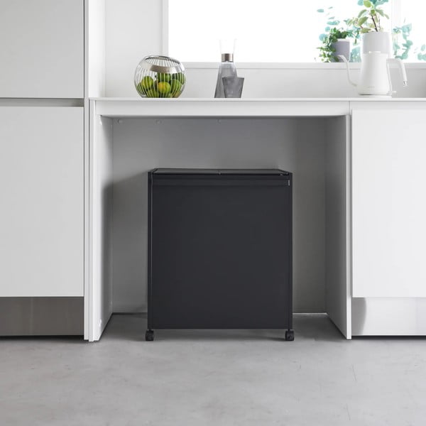 Črn kovinski koš za smeti za ločevanje odpadkov Tower – YAMAZAKI-image-1