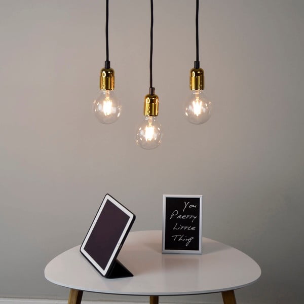 Črna dvojna viseča svetilka z detajli v zlati barvi Sotto Luce Uno-image-1