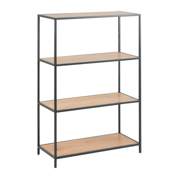 Črn regal v hrastovem dekorju 77x114 cm Seaford – Actona-image-2