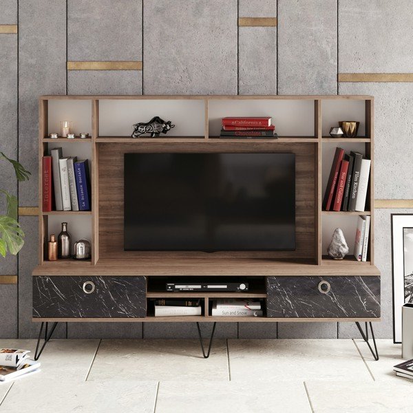 Sivo-rjav televizijski komplet v orehovem dekorju 180x136 cm Lorenz - Kalune Design-image-3