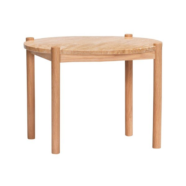 Okrogla mizica s kamnito mizno ploščo v naravni barvi ø 60 cm Trava – Hübsch