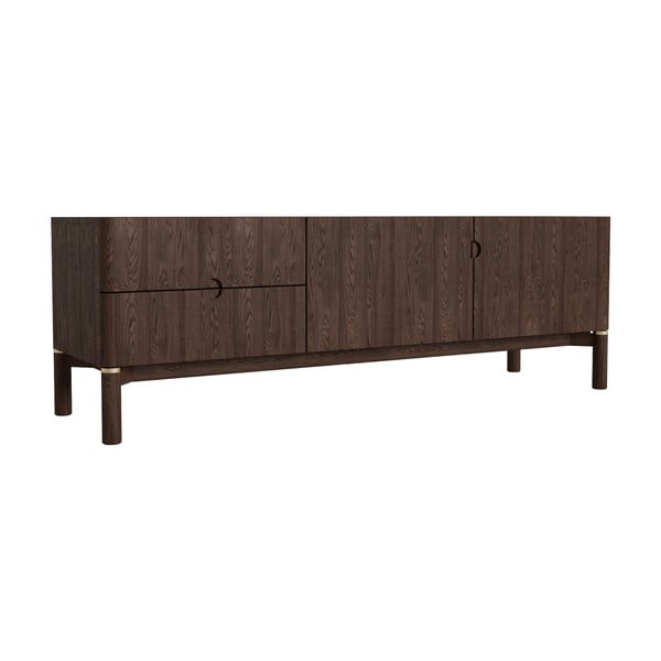 Temno rjava TV omarica v hrastovem dekorju 160x55 cm Arun – Unique Furniture