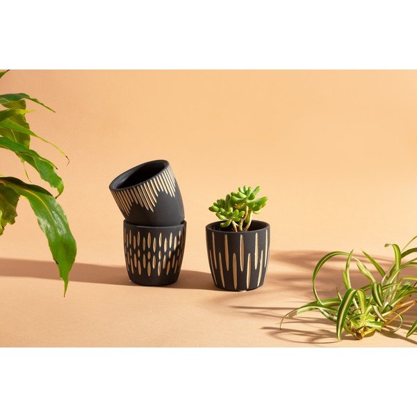 Podstavki za cvetlične lonce iz terakote v kompletu 3 ks ø 8 cm Grafitto – Sass & Belle-image-1