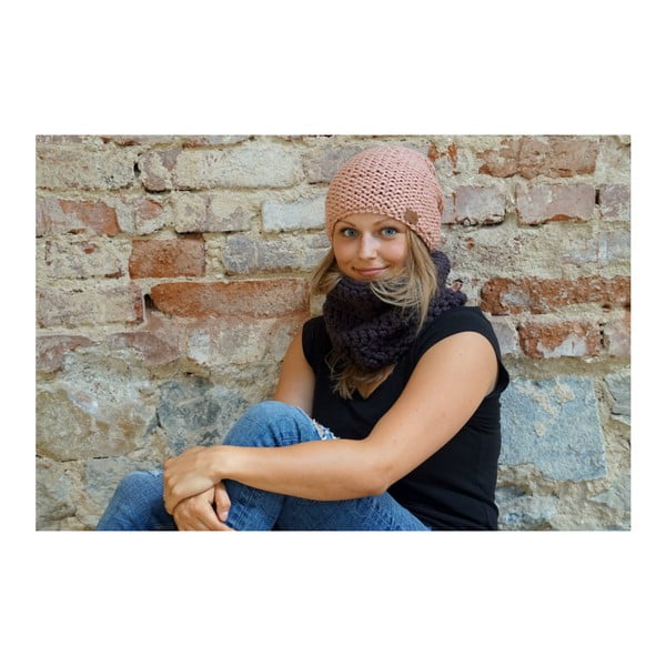 Temno vijoličen ročno kvačkan okrogli šal DOKE Plum-image-3