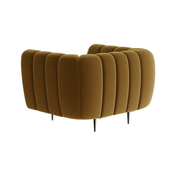 Medeno rumen žametni fotelj Ghado Shel-image-3