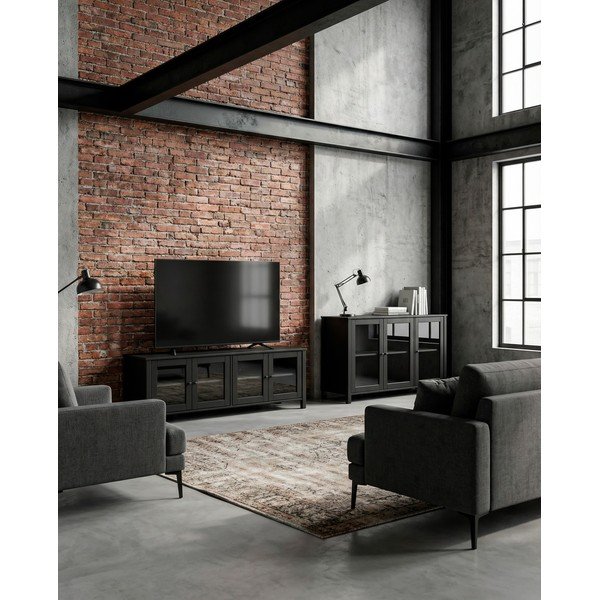 Črna vitrina iz masivnega bora 142x80x40 cm Alessandra – Marckeric-image-4