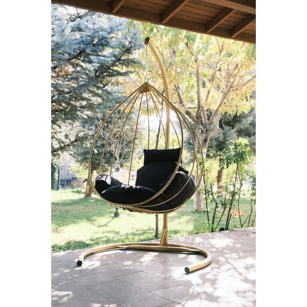 Zlato-črn viseči vrtni fotelj Damla – Floriane Garden