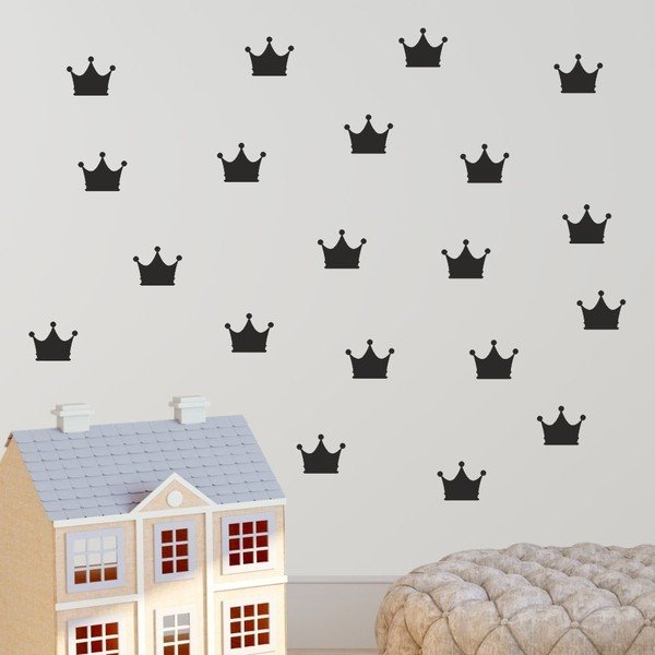 Komplet črnih stenskih nalepk Severna Karolina Skandinavski Home Decors Crown