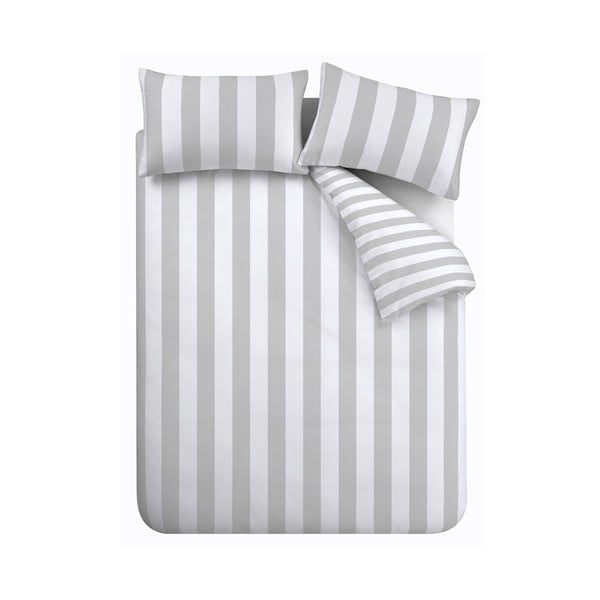 Bela/siva podaljšana posteljnina za zakonsko posteljo 230x220 cm Cove Stripe – Catherine Lansfield