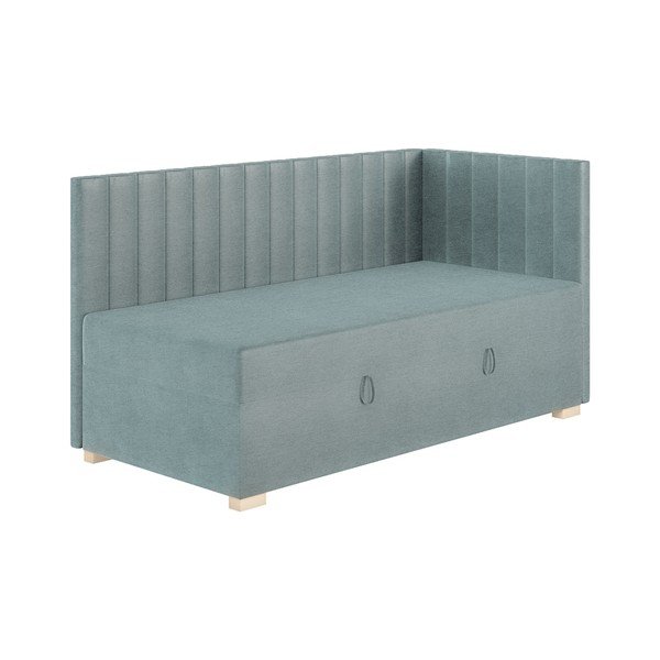Modra kotna otroška postelja s prostorom za shranjevanje z vzmetnico 90x200 cm Snugi – Ghado-image-3