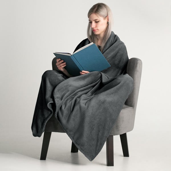 Temno siva odeja iz mikrovlaken DecoKing Mic, 220 x 240 cm-image-1