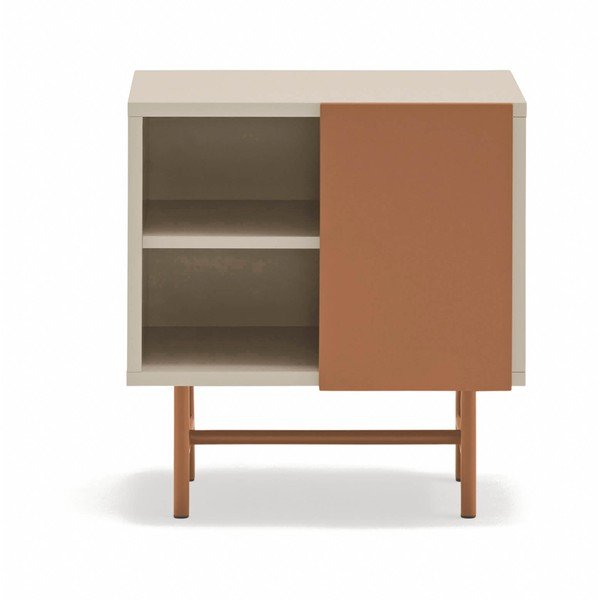 Opečnato oranžno-bež nočna omarica v mat dekorju s policami Nube – Teulat-image-2