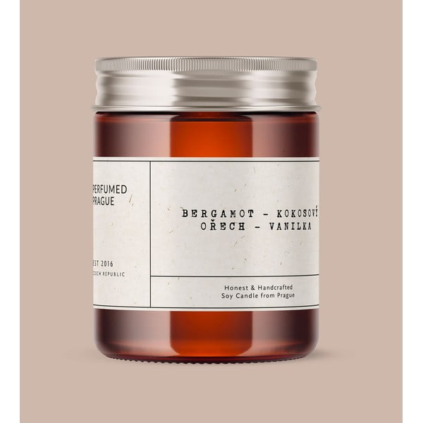 Dišeča sveča iz sojinega voska čas gorenja 40 h #32 Bergamot, Coconut, Vanilla – Perfumed Prague-image-1