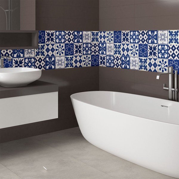 Komplet 9 stenskih nalepk Ambiance Cement Tiles Linia, 10 x 10 cm-image-1