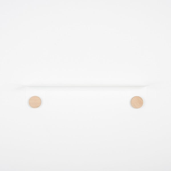 Bela stenska polica iz jekla z detajli iz hrastovega lesa z 2 kavljema Gazzda Hook, dolžina 60 cm-image-2