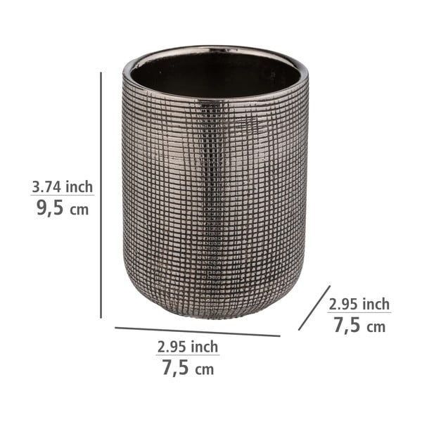 Keramičen lonček za zobne ščetke v srebrni barvi Rivara – Wenko-image-4