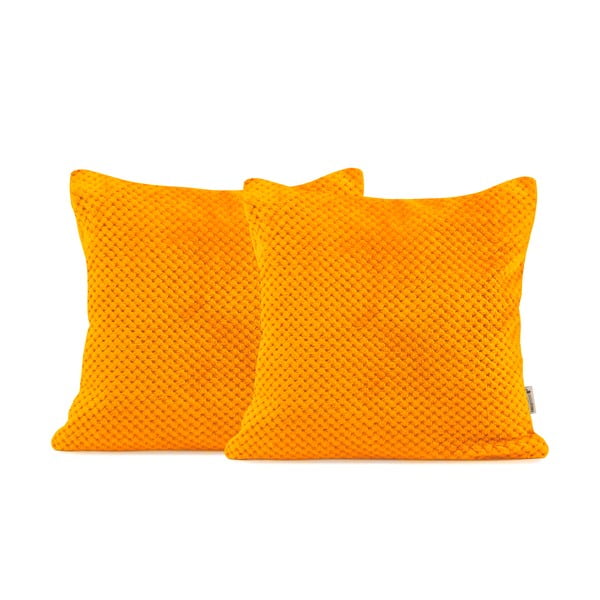 Komplet 2 oranžnih okrasnih prevlek za blazine iz mikrovlaken DecoKing Henry, 45 x 45 cm