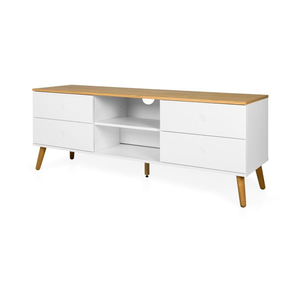 Bela TV mizica s hrastovimi nogami Tenzo Dot, širina 162 cm-image-3
