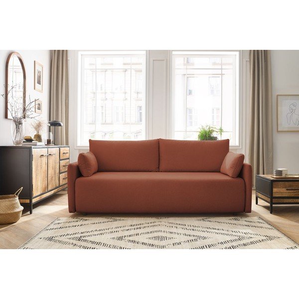 Oranžna raztegljiva sedežna garnitura 211 cm Marcel – Bobochic Paris-image-1