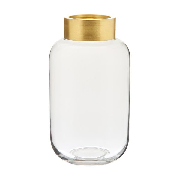 Steklena vaza s kovinskim elementom v zlati barvi Westwing Collection Lori, višina 29 cm-image-2