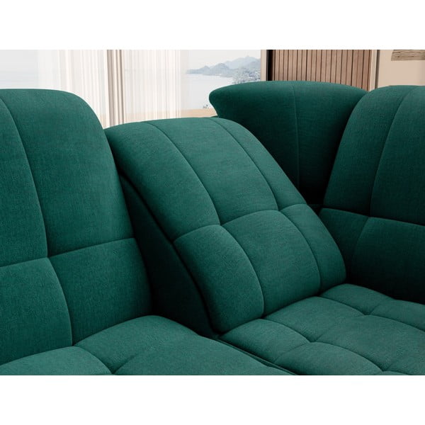 Zelena žametna raztegljiva/s prostorom za shranjevanje kotna sedežna garnitura (desni kot/v obliki črke L) Sado – ELTAP-image-1