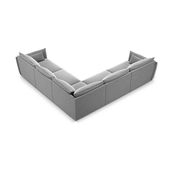 Svetlo siva žametna kotna sedežna garnitura Vanda – Mazzini Sofas-image-3
