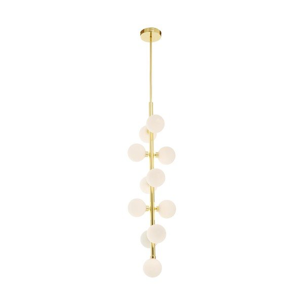 Bela/v zlati barvi kovinska viseča svetilka s steklenim senčilom ø 27 cm Trieste – Premier Housewares