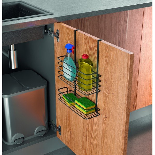 Črna kovinska viseča kuhinjska polica Metaltex Galileo Lava Double-image-1