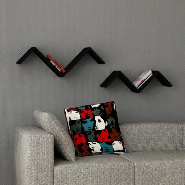 Komplet 2 polic Marti, črna-image-1