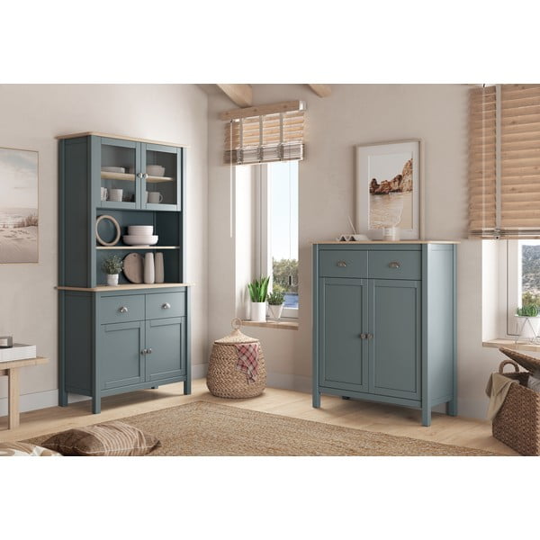 Prašno zelena kredenca iz masivnega bora 90x180,5x40 cm Misti – Marckeric-image-1