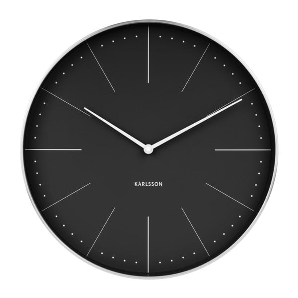 Črna stenska ura s srebrnimi detajli Karlsson Normann, ⌀ 38 cm
