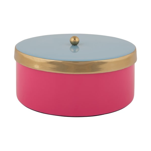 Rožnata dekorativna kovinska škatla za shranjevanje ø 16x6 cm Double Funky – PT LIVING