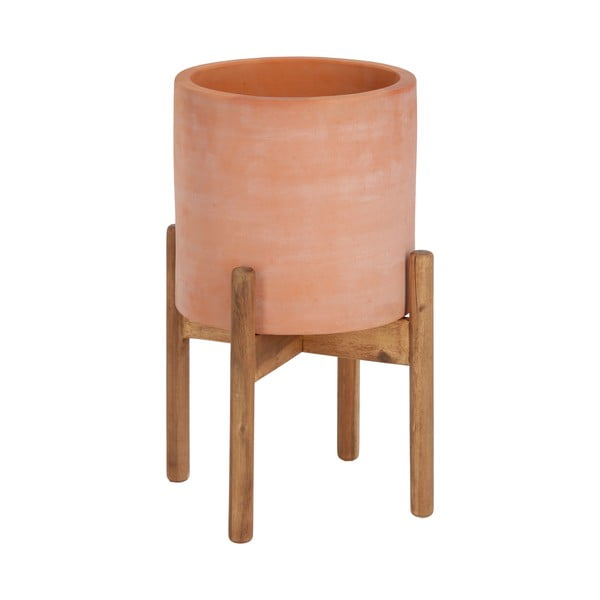 Glinen cvetlični lonec na lesenem podstavku Kave Home Dalva, ⌀ 30 cm-image-2