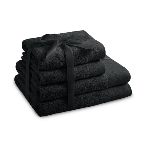 Črni frotirni bombažni komplet brisač 4 ks Amari – Restilo
