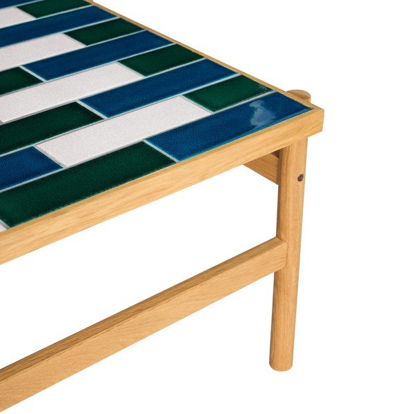Črno-bela/v naravni barvi klubska mizica v hrastovem dekorju 61x132 cm Motif – Hübsch-image-3