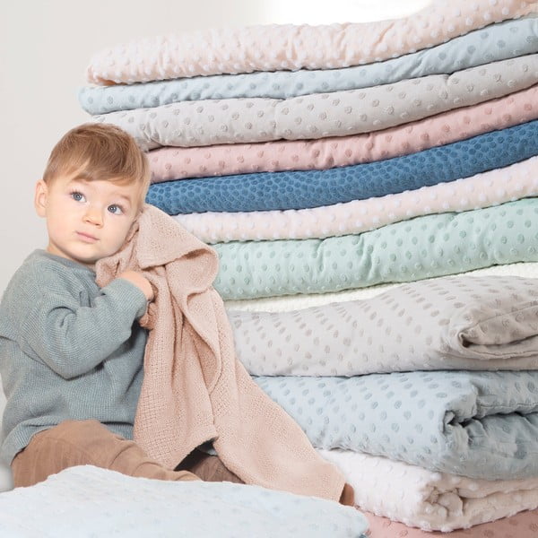Bež bombažna pletena otroška odeja 80x80 cm Frosty Almond – Roba-image-4