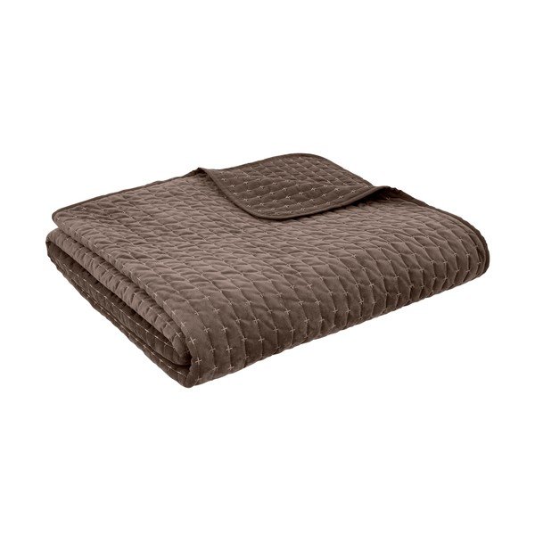Temno rjavo prešito pregrinjalo 240x260 cm Attica Velvet – Bianca