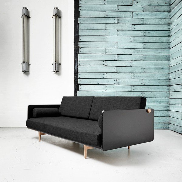 Raztegljiv kavč Karup Deva Black/Raw Oak/Dark-image-1