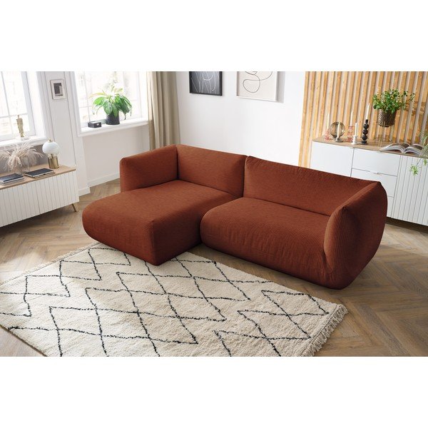 Oranžni kotni žametni kavč (levi kot) Lecomte - Bobochic Paris-image-1