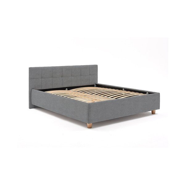 Modro-siva zakonska postelja z vzglavjem in prostorom za shranjevanje ProSpánek Leda, 180 x 200 cm-image-2