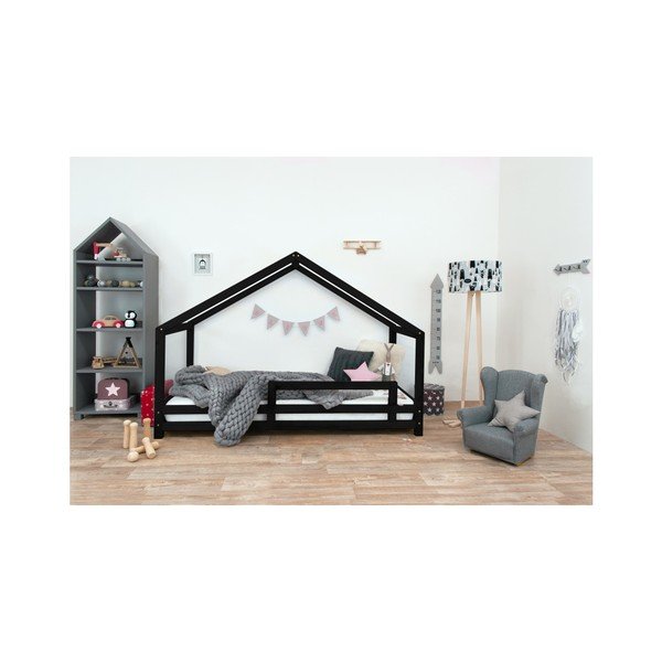 Črna otroška postelja Benlemi Sidy iz lakiranega smrekovega lesa, 90 x 200 cm-image-3