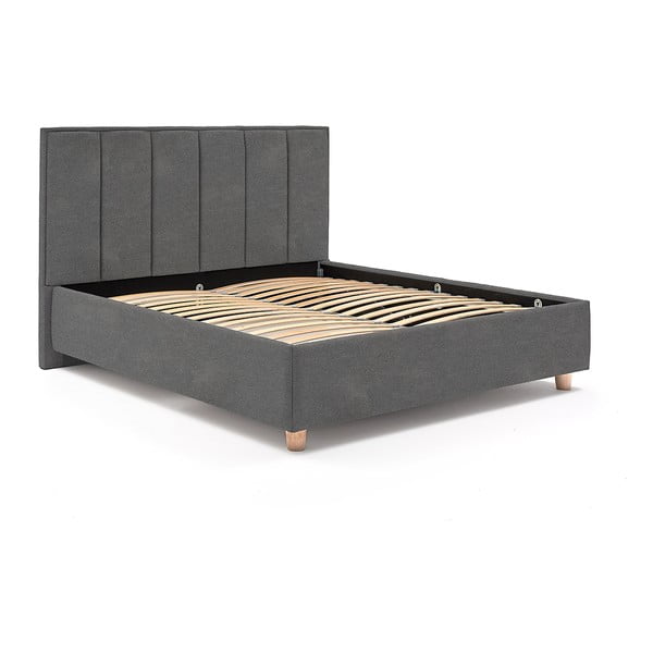 Svetlo siva zakonska postelja z vzglavjem in prostorom za shranjevanje ProSpánek Wega, 180 x 200 cm-image-2