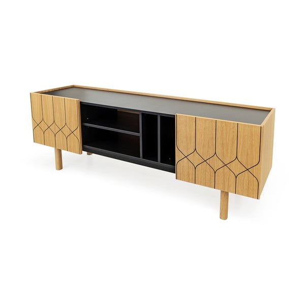 TV omarica v hrastovem dekorju v črni in naravni barvi 175x60 cm Porto - Woodman-image-2