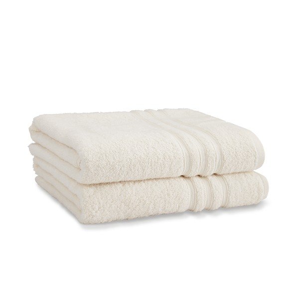 Kremno bele frotirne bombažne brisače v kompletu 2 ks 90x140 cm Zero Twist – Catherine Lansfield