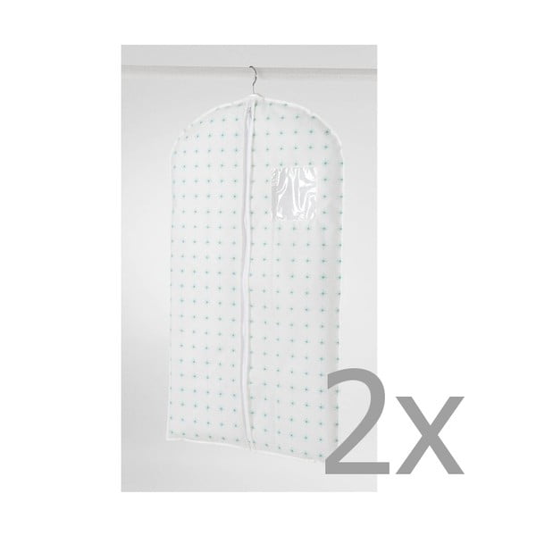 Komplet 2 belih obešalnih pokrival za obleke Compactor Garment, dolžina 100 cm