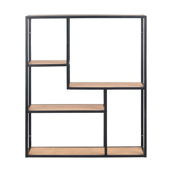 Črna stenska polica v hrastovem dekorju 75x91 cm Seaford – Actona