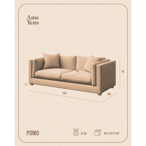 Bež sedežna garnitura 235 cm Pomo – Ame Yens-image-4